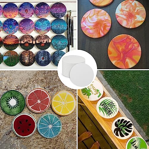 40 Pieces 4 Inch Round Blank Ceramic Coasters, Unglazed Ceramic Tiles Coasters, Ceramic Tiles with Cork Backing Pads for Painting, DIY Crafts, Mosaics, Circular, White.by GNIEMCKIN. - Image 6