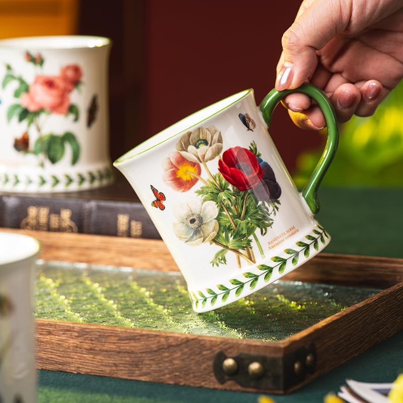 Pastoral Coffee Mug Set of 4-15.2 Oz Large Capacity Porcelain In-Glaze Cups for Tea, Latte, Cocoa - Dishwasher & Microwave Safe, Great Housewarming Gift-Corn Poppy - Image 4