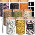 DHSBTLS 9 Pack 20 oz Glass Jars with Airtight Bamboo Lids for Kitchen by DHSBTLS