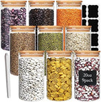 DHSBTLS 9 Pack 20 oz Glass Jars with Airtight Bamboo Lids for Kitchen by DHSBTLS