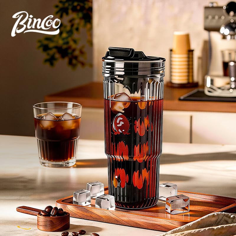 Bincoo Cold Brew Coffee Maker, Premium High Borosilicate Glass Cold Brew Cup, 400 Mesh Filter & Independent Coffee Channel, 600ml, Black/White (Black) - Image 2
