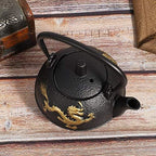 Tea Kettle, Chinese Style Tea Kettle Cast Iron Teapot with Gold Dragon Pattern Collectible Crafts for Tea House Restaurant Family Loose Leaf and Tea Bags - Image 5