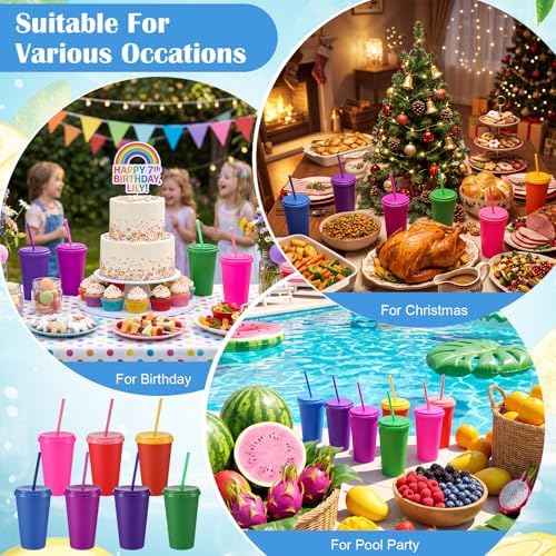 Honeydak 30 Pack Plastic Tumblers with Lids and Straws Bulk, Modern Color - Image 6