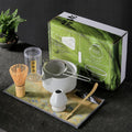 Japanese Matcha Tea Set of 7 Ceremony Matcha Kit with Matcha Bowl(Chawan) with Pouring Spout, Matcha Whisk (Chasen), Scoop (Chashaku), Ceramic Whisk Holder, Scoop Stand，Sifter,Tea Napkin White by Auerhceram
