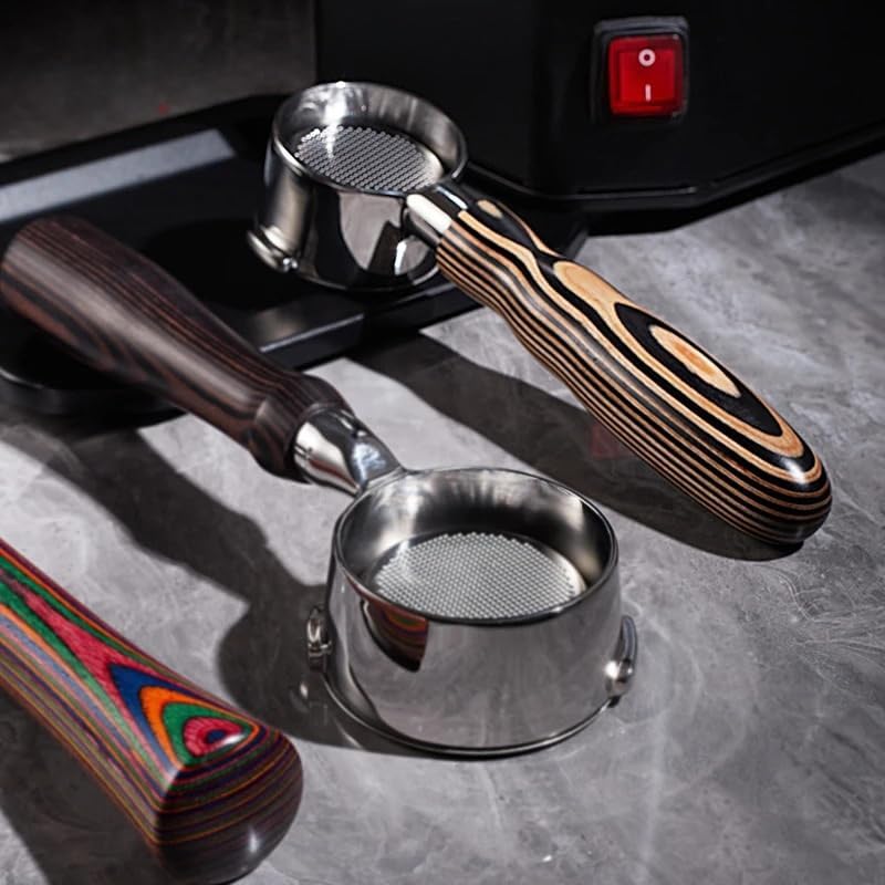 Coffee Bottomless Portafilter, Compatible For IKAPE,Colored Wooden Handle 51mm / 54mm / 58mm(51mm-3Ears) - Image 3