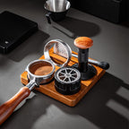 6 Piece Espresso Setup Kit Featuring Wood Tamping Station Tamper Distributor Dosing Ring Brush and Puck Screen for Home or Small Office (58MM) - Image 3