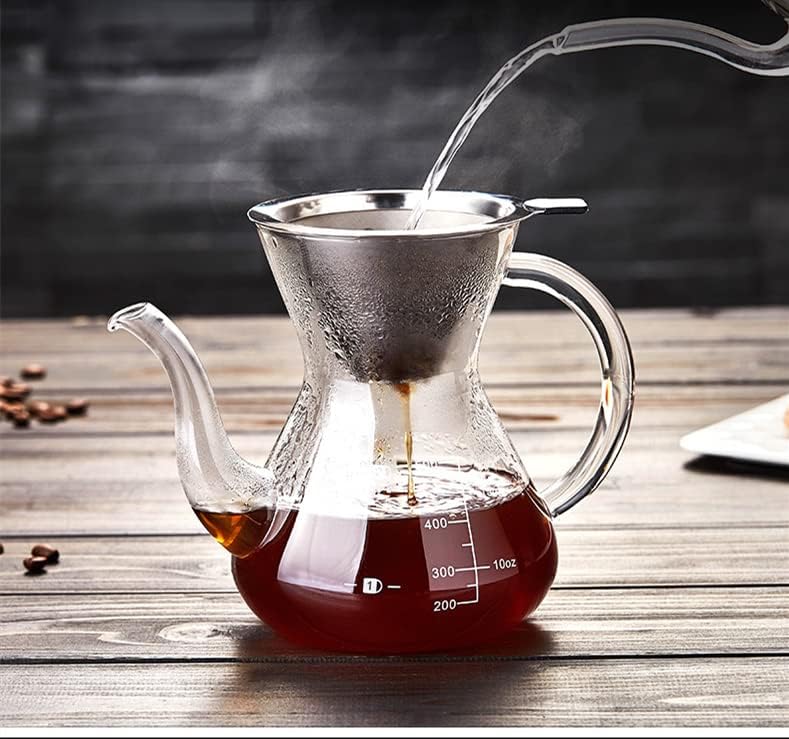 Pour Over Coffee Maker,800ml/27oz Paperless Borosilicate Glass Carafe and Reusable Stainless Steel Permanent Filter,Glass Coffee Pot,Manual Coffee Dripper Brewer - Image 7