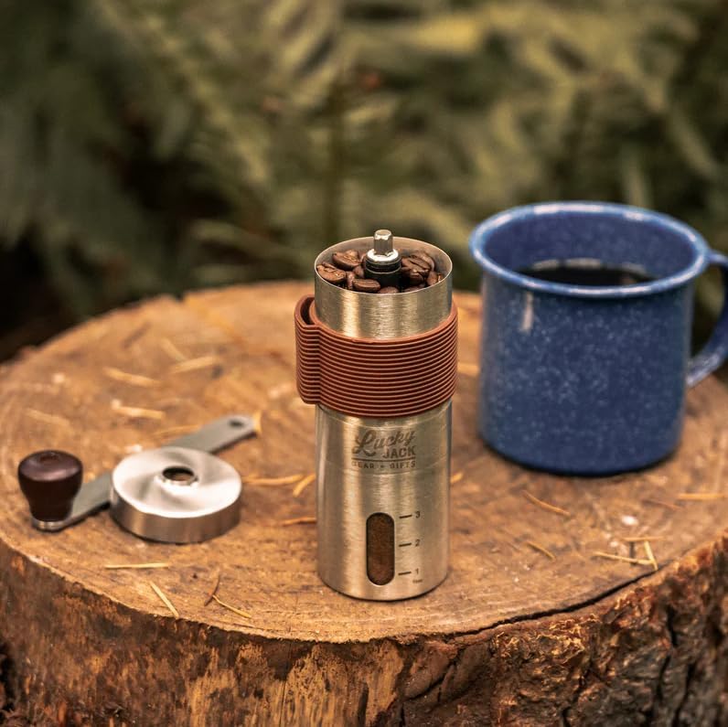 Lucky Jack Stainless Steel Outdoor Coffee Grinder, Manual Coffee Grinder for Camping and Brewing on the Go, Portable Hand Coffee Bean Grinder with Ceramic Burrs - Image 3