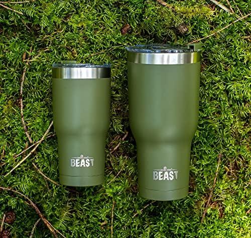 Beast 30 oz Tumbler Stainless Steel Vacuum Insulated Coffee Ice Cup Double Wall Travel Flask (Army Green) - Image 4