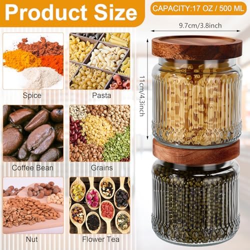 6 Pcs 500ml/17 oz Vintage Glass Jars with Wood Lids - Image 2