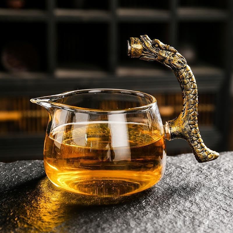 Glass Teapot Set with Infuser Semi Automatic Dragon Tea Set with 6 Small Cups (golden dragon) - Image 4