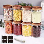 SAIOOL Stackable Kitchen Canisters Set of 8,High Borosilicate Glass Cylinder Airtight Food Storage, sort out the tea, flour, candies, grain easily and clearly - Image 2
