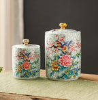 Tea Tin 复古珐琅陶瓷茶罐家庭旅行茶具陶瓷密封罐茶包装盒香料储存 Tea Canister(A,Small) - Image 5