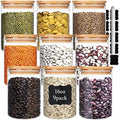 DHSBTLS 9 Pack 16 oz Glass Jars with Airtight Bamboo Lids for Kitchen by DHSBTLS