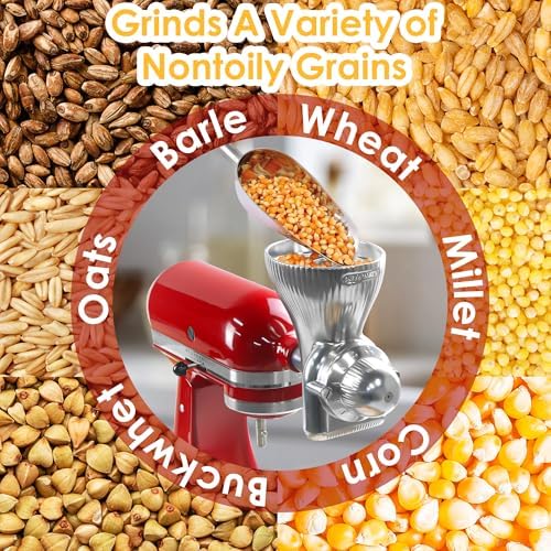 All Metal Grain Mill Attachment for KitchenAid Stand Mixer with 12 Grind Level Flour Mill, Grain Mill Attachment Fit for Grinding Wheat, Corn, Oats, Buckwheat,Millet and Other Cereals - Image 5