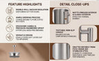 Yosoo French Press Coffee Maker, 304 Stainless Steel Double Wall Insulated 600ML Coffee Pot for Home Office Travel Tea Brewing - Image 6