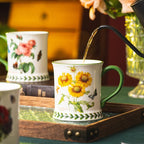 Pastoral Coffee Mug Set of 4-15.2 Oz Large Capacity Porcelain In-Glaze Cups for Tea, Latte, Cocoa - Dishwasher & Microwave Safe, Great Housewarming Gift-Sunflower - Image 5