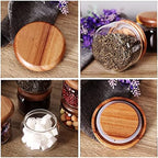 SAIOOL Kitchen Canisters Set of 6-8.5oz Glass Spice Jars With Acacia Airtight Lid and Labels Round Spice Bottles for kitchen Seasoning Baby Food Kids Snacks Meal Prep Containers Candle - Image 5