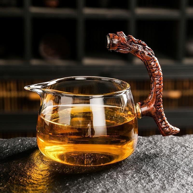 Glass Teapot Set with Infuser Semi Automatic Dragon Tea Set with 6 Small Cups (red dragon) - Image 4