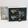 Blue and White Porcelain Coffee Cup and Saucer Set by Unknown