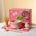 DWEHIXBUY Matcha Kit 7-Pcs matcha whisk set, Measuring Spoon, Japanese Tea Making Tools,Cha, tea bowl, pink matcha set (pink) by DWEHIXBUY