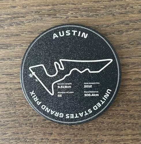 Formula 1 Racing Circuit Coaster Set with Holder, Cork Bottom, Monaco Silverstone Austin Catalunya Monza Track Design, Motorsport Fan Gift, Desk Decor - Image 5