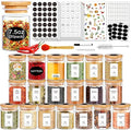 SLifeJars-Spice Jars with Label, 7.5 oz 20pcs Spice Containers Glass Jars with Bamboo Lids, Seasoning Containers Bottles,Airtight Empty Spice Jars for Spice Rack, Drawer,Cabinet,Pantry by LockinGoodnessSimplifyYou