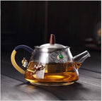 Habiba Tea Kettle Creative Small Teapot Transparent Glass Tea Kettle with Stainless Steel Infuser Hilter, Brewing Container for Home Office Household by Unknown
