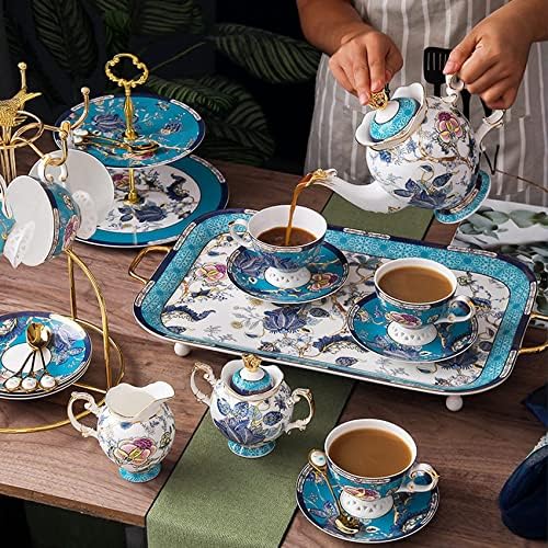 ACMLIFE Porcelain Tea Sets with 24K Gold, Vintage British English Afternoon Tea Sets for 6, Luxury Tea Sets for Women Party for Gifts Tea Sets for Adults Bone China - Image 2