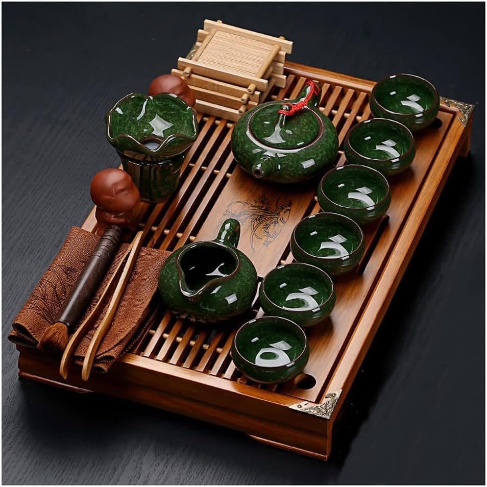 Chinese Gongfu Tea Set - Ceramic Teapot with Cups and Saucer, Includes Buddha Statue - Complete Tea Brewing Set for Home and Tea Ceremonies - Image 5