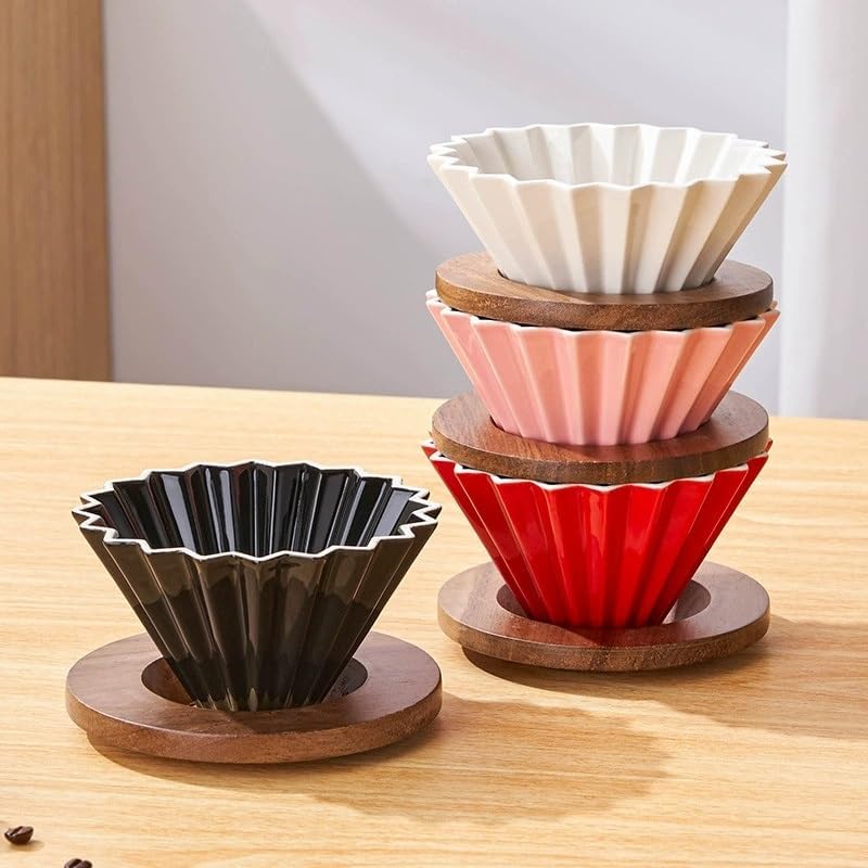 For Even Water Flow And Rich Flavor Coffee Dripper Cup For Home Barista,Ceramic Pour Over Coffee Filter Cup With Spiral Groove(Combination 1,V01 (1-2Cup)) - Image 4