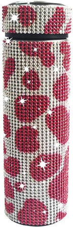 17 oz Bling Stainless Steel Water Bottle Rhinestone Vacuum Water Bottle Glitter Bottles Diamond Vacuum Flask Mug Gift Girls Women (500ml),Cow Red by Unknown