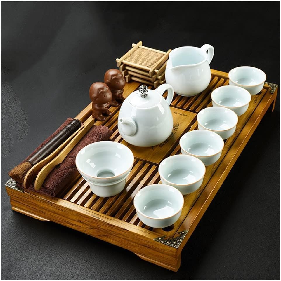 Chinese Gongfu Tea Set - Ceramic Teapot with Cups and Saucer, Includes Buddha Statue - Complete Tea Brewing Set for Home and Tea Ceremonies - Image 3