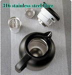 Household Thermal Teapot for Keeping Hot,Thermal Coffee Carafe Double Wall Stainless Steel Vacuum Flask with Detachable Tea Strainer, Tea Infuser(Black,1L) - Image 3