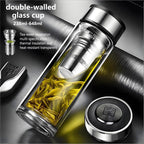 648ml/21.9oz Heat-resistant thick double-layer glass cup with lid, tea and water separation cup, filtered boiling water drinking bottle, transparent sealed milk and coffee cup - Image 2