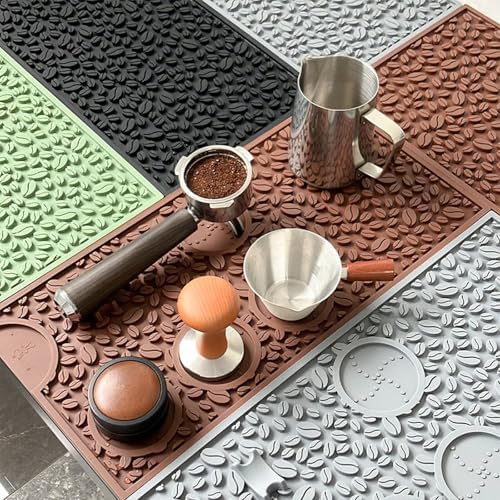 Extra Large Barista Tamper Station & Drip Tray, 16×18IN All-in-One Non-Slip Silicone Mat for Espresso Tamping Cleaning Portafilter, Protect Countertop from Coffee Stains & Scratches by Unknown