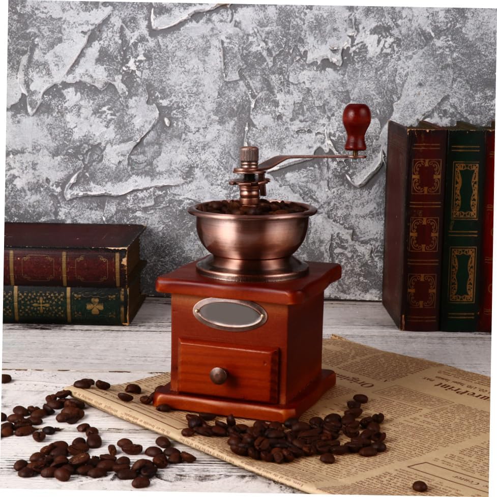 Ipetboom Manual Coffee Bean Grinder Ceramic Burr Mill with Wooden Hand Crank Coffee Grinder for Fresh Grounds Iron and Ceramic Material Capacity for Beans and Grains - Image 4