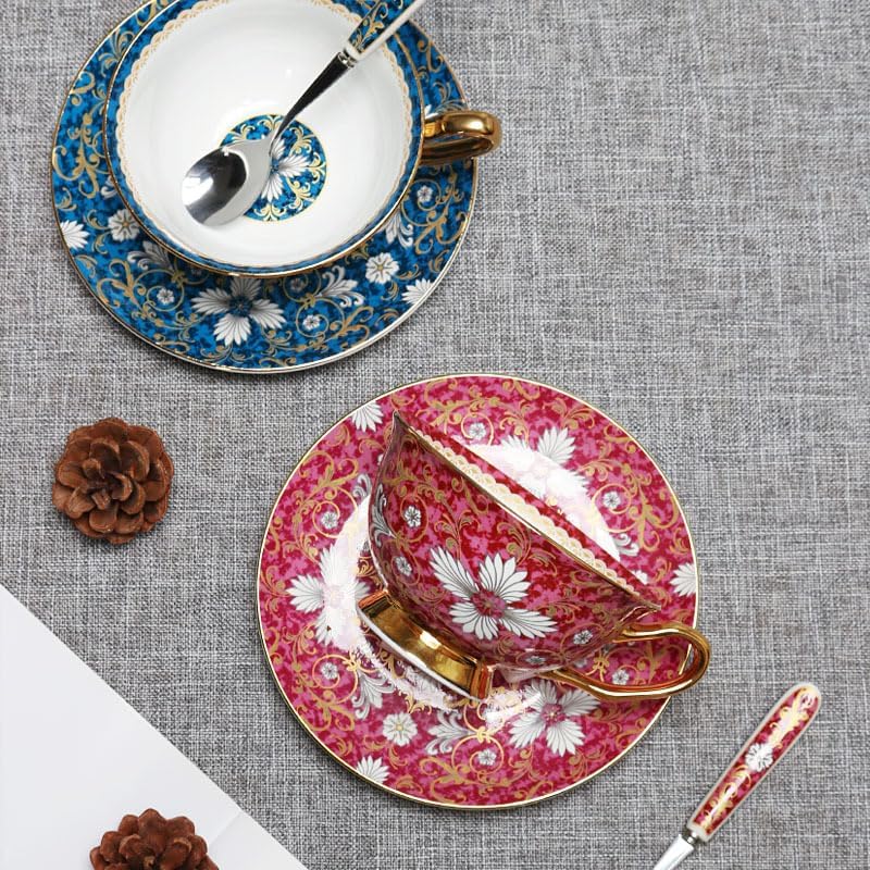 Blue and White Porcelain Coffee Cup and Saucer Set - Image 7