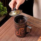 Ceramic Teacup, Chinese Hand Painted Purple Clay Tea Mug with Lid and Infuser, (13oz) Zisha Water Mug Drinkware for Office Home (Color change Black Dragon) - Image 6