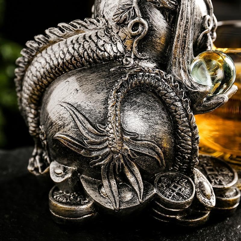 Glass Teapot Set with Infuser Semi Automatic Dragon Tea Set with 6 Small Cups (silver dragon) - Image 3